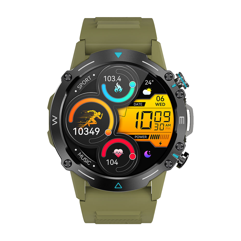 Grön Colmi M42 smartklocka med tunn design, 100+ sportlägen och 10 dagars batteritid.